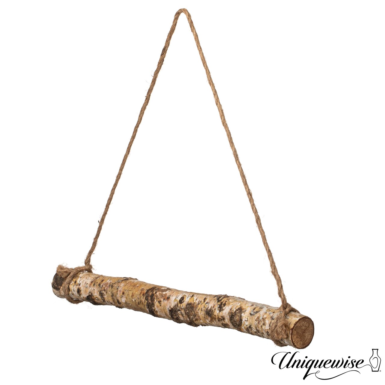 Uniquewise 15" Natural Wooden Log Hanging Wall Decor - Rustic Farmhouse Accent for Entryway Living Room Kitchen Boho Interiors and Cozy Spaces Ideal for Displaying Fairy Lights & Small Fabrics, White